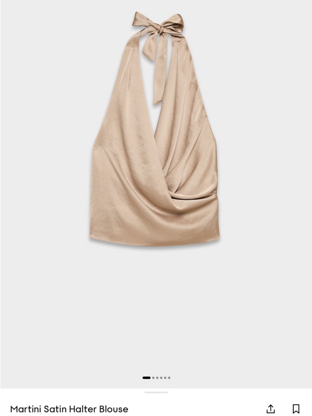 Aritzia Martini Satin Halter Blouse in Beige